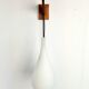 Vintage Tear Drop Wall Lamp in Teak and White Glass, Denmark, 1960s