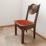 Ensemble de six chaises à manger art déco en chêne Français (6)