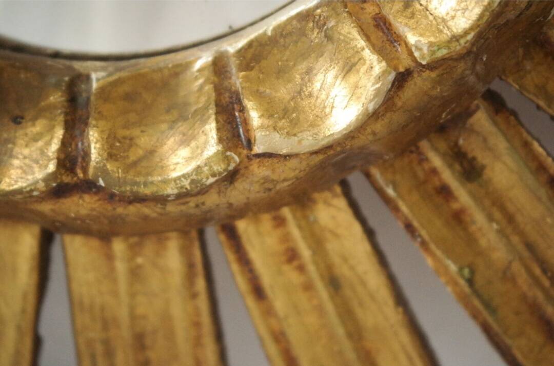 Vintage golden sun mirror