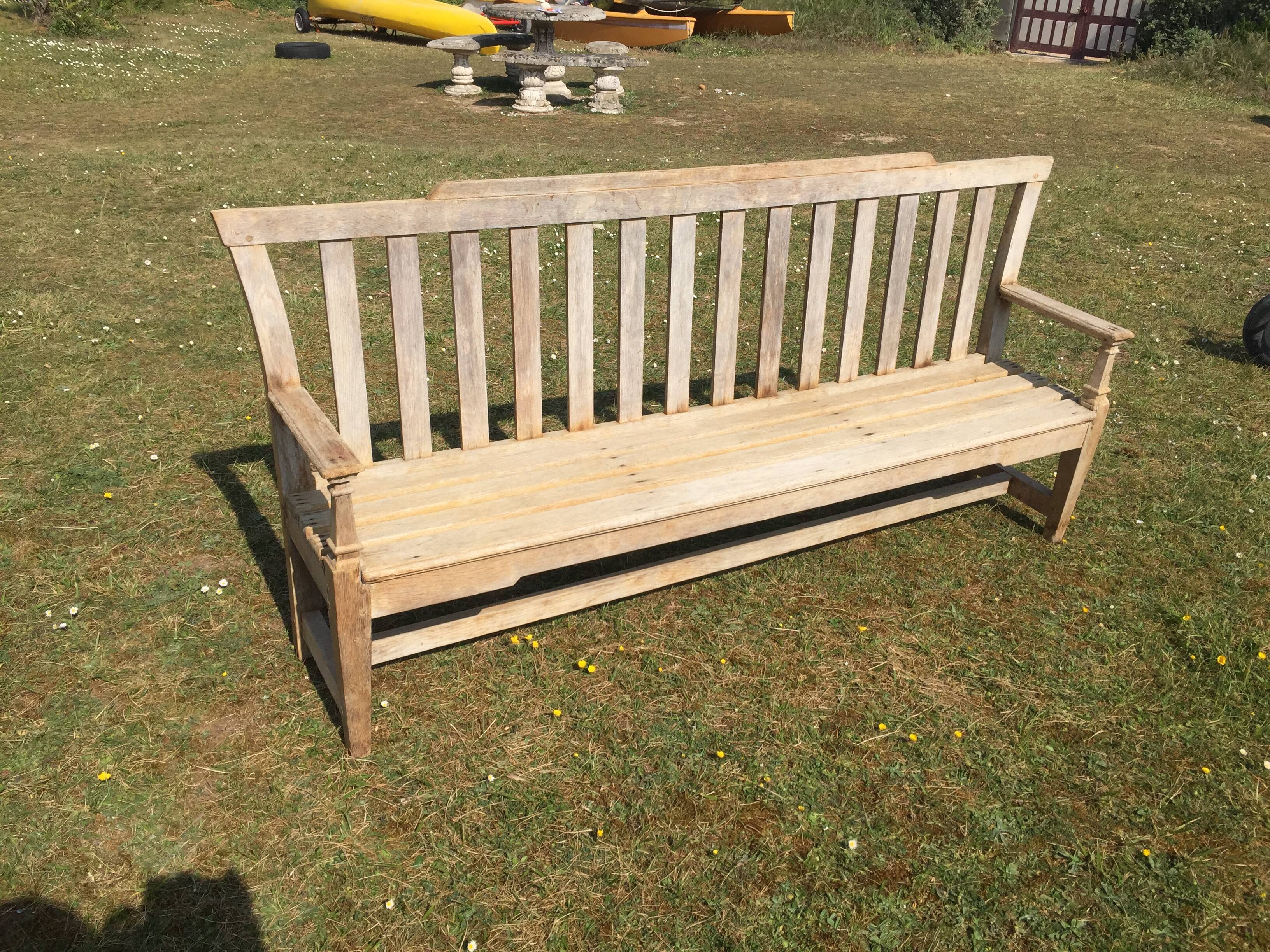 Garden bench in oak, 19th century
