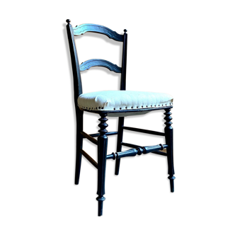Chaise en bois noir et beige