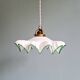 Art Deco pendant light in scalloped white opaline, 1920-30