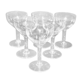 Set of 6 vintage walking glasses in engraved blown glass - aperitif rum bistrot 10cm