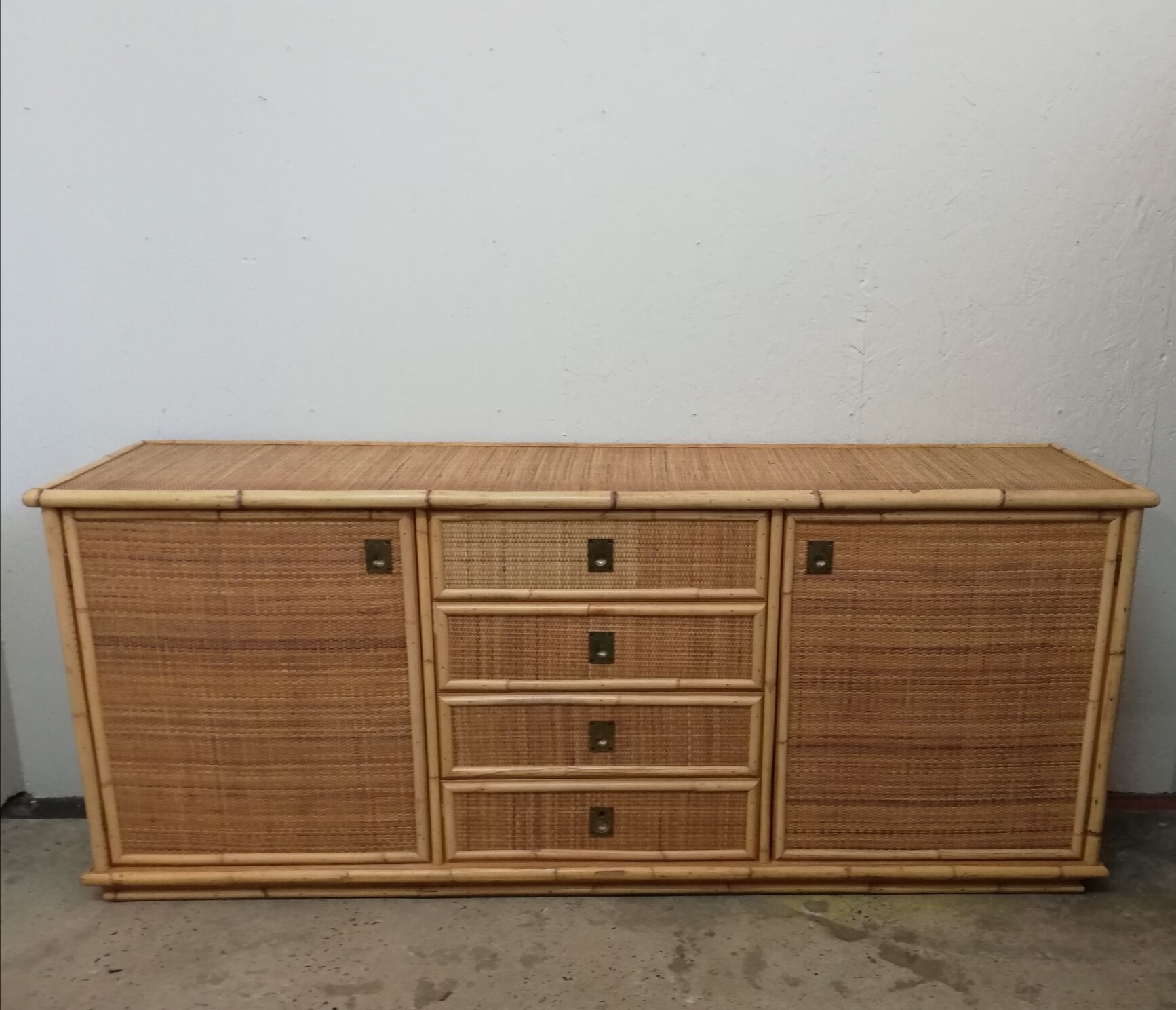 Sideboard Dal Vera Firenze 1970s rattan & bamboo