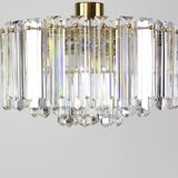 Elegant brass light fixture, crystal glass Floria, Kalmar, Austria, 1970.