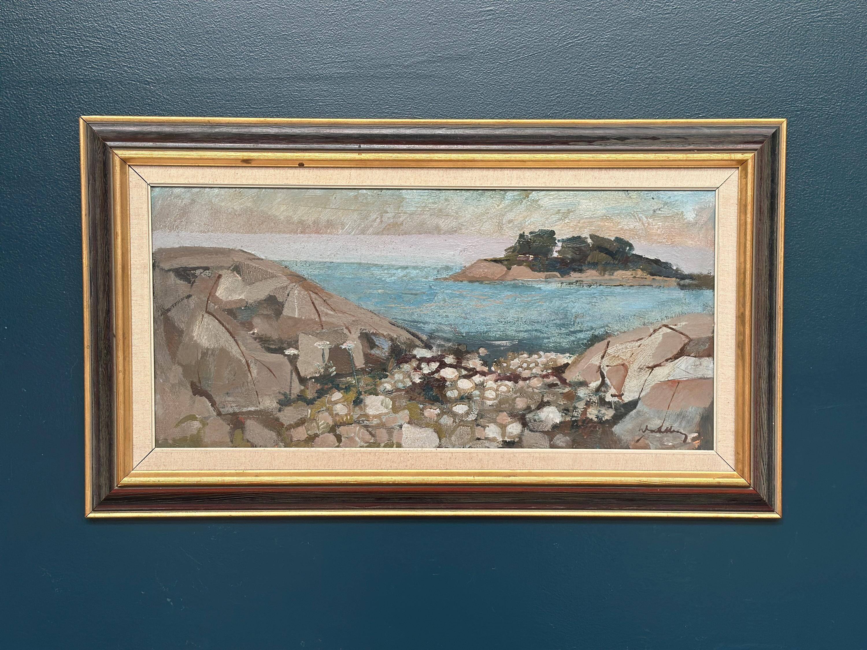 Huile su toile suédoise – “Côte” par Bertil Wahlberg – Vintage et encadrée