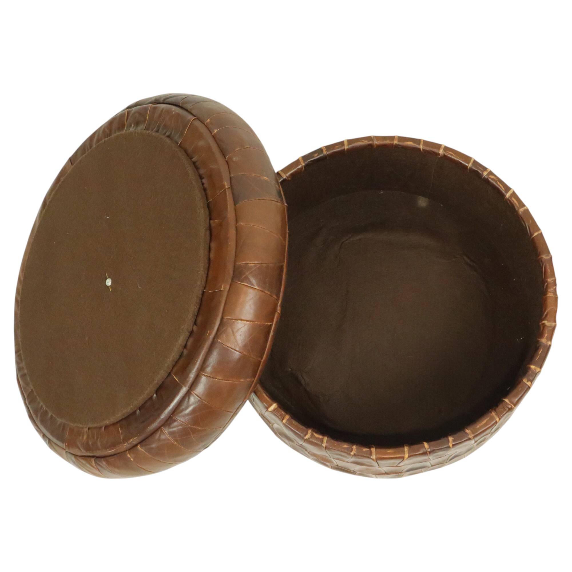 Ottoman design champignon avec espace de rangement De Sede en cuir marron 57 cm