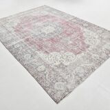 7x10 Faded Grey Beige Turkish Vintage Rug, 216x304Cm