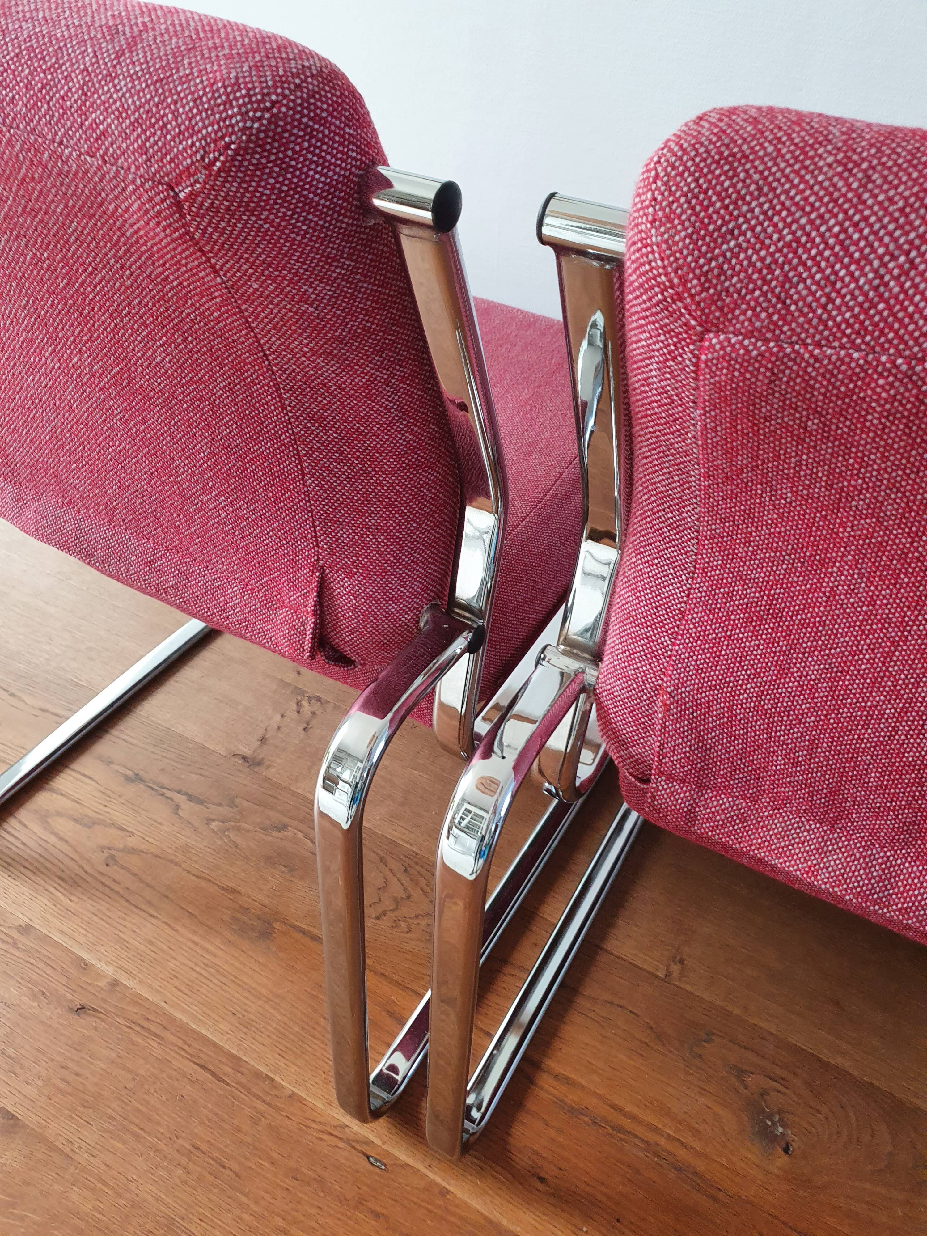 Pair of Atal chrome low chairs 1970