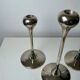 Lot de 3 bougeoirs gouttes vintage en métal chromé - design Space Age années 70