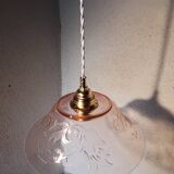 Vintage pink glass pendant light