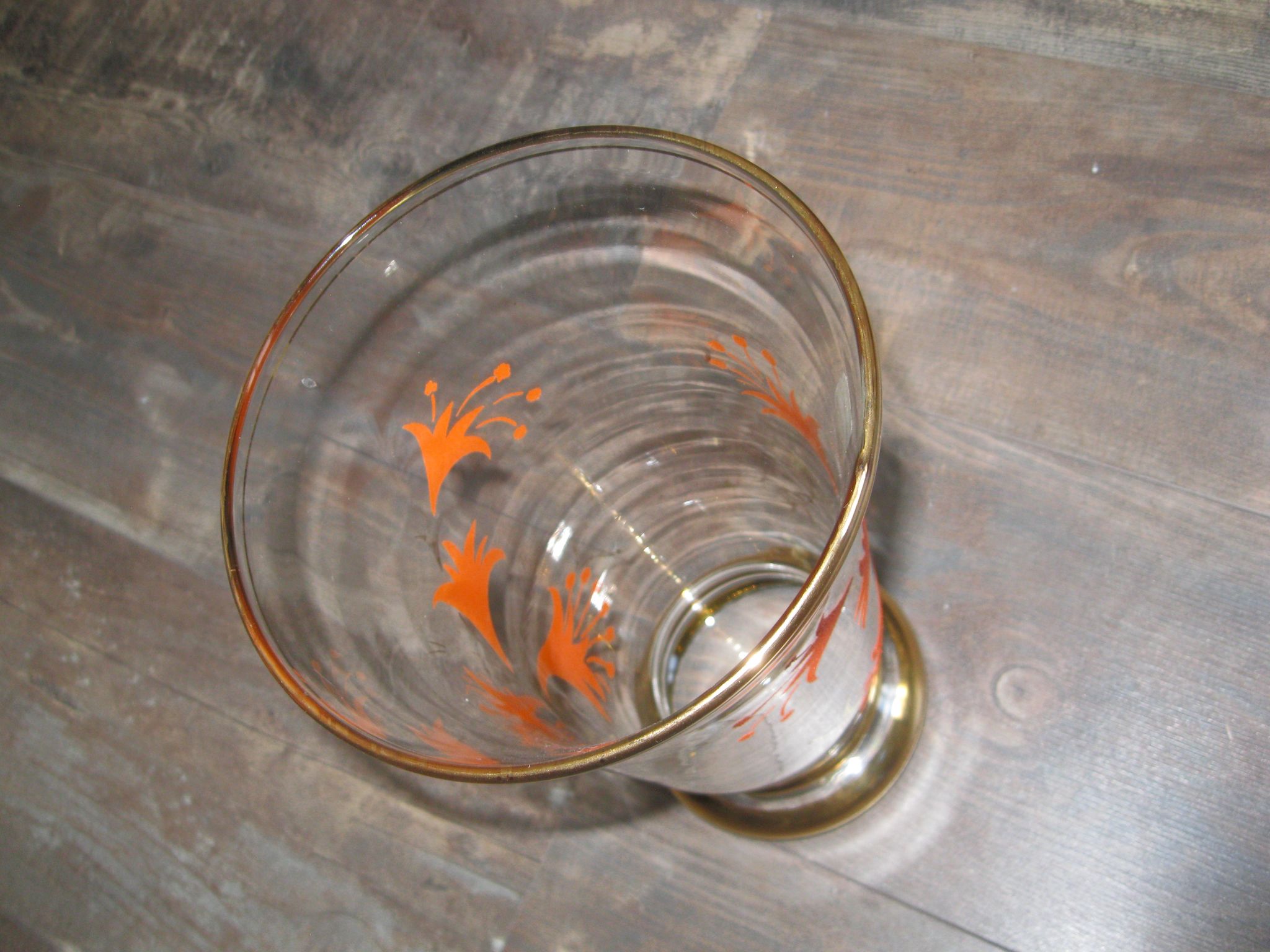 Antique crystal and orange granite vase