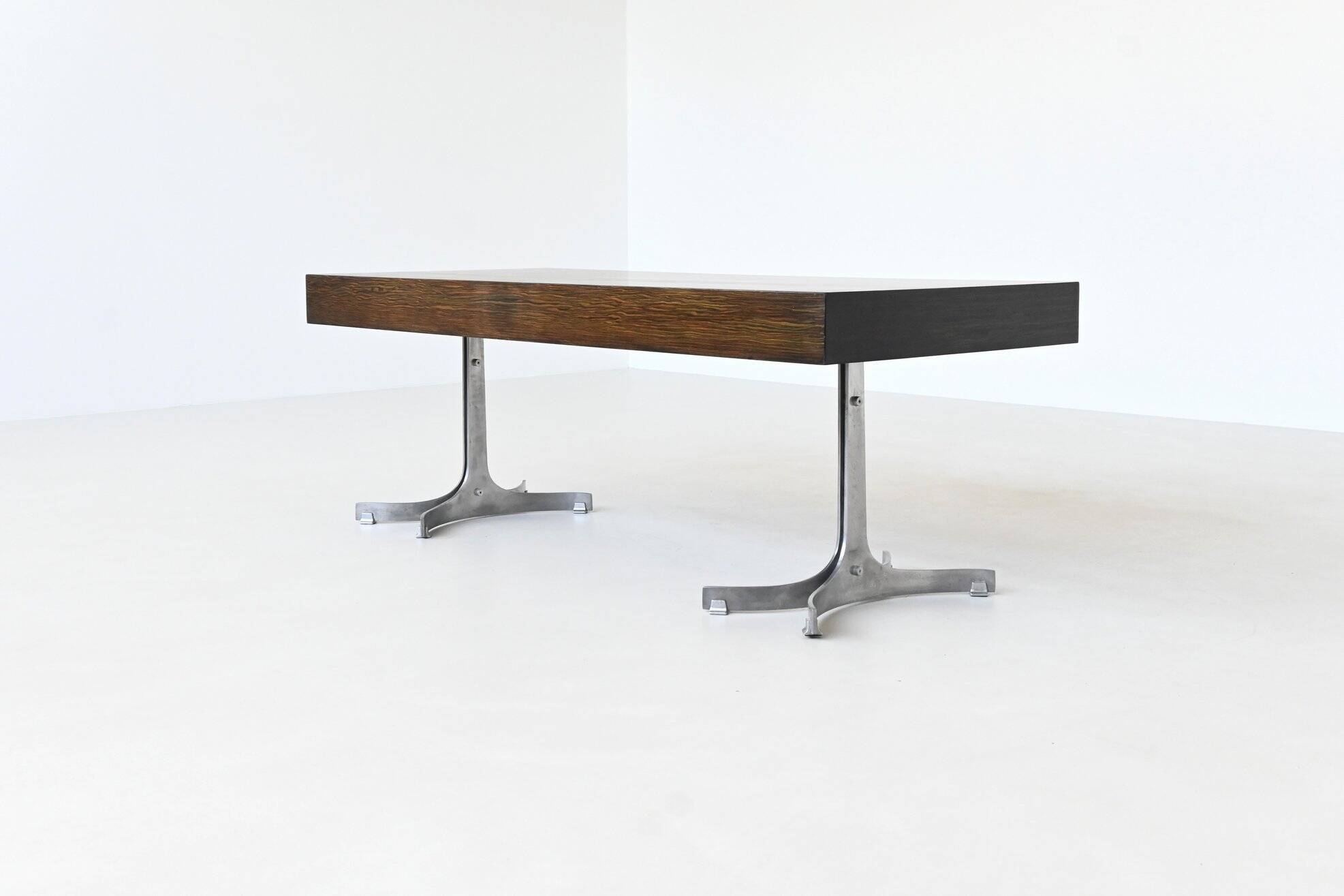 Trau Arredamenti Metallici S.P.A. large desk in rosewood Italy 1960