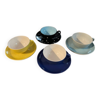 Set of 4 cups plus saucers