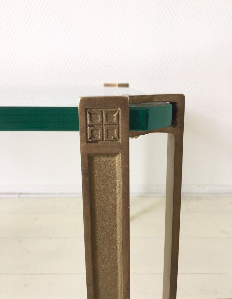 Glass and brass coffee table by Peter Ghyczy, 1970