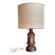Antique turned wood lamp with engraved brass, Royal Adelaide.