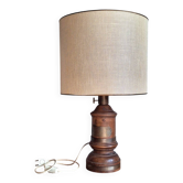 Lampe ancienne bois tourné laiton gravé Royal Adélaïde