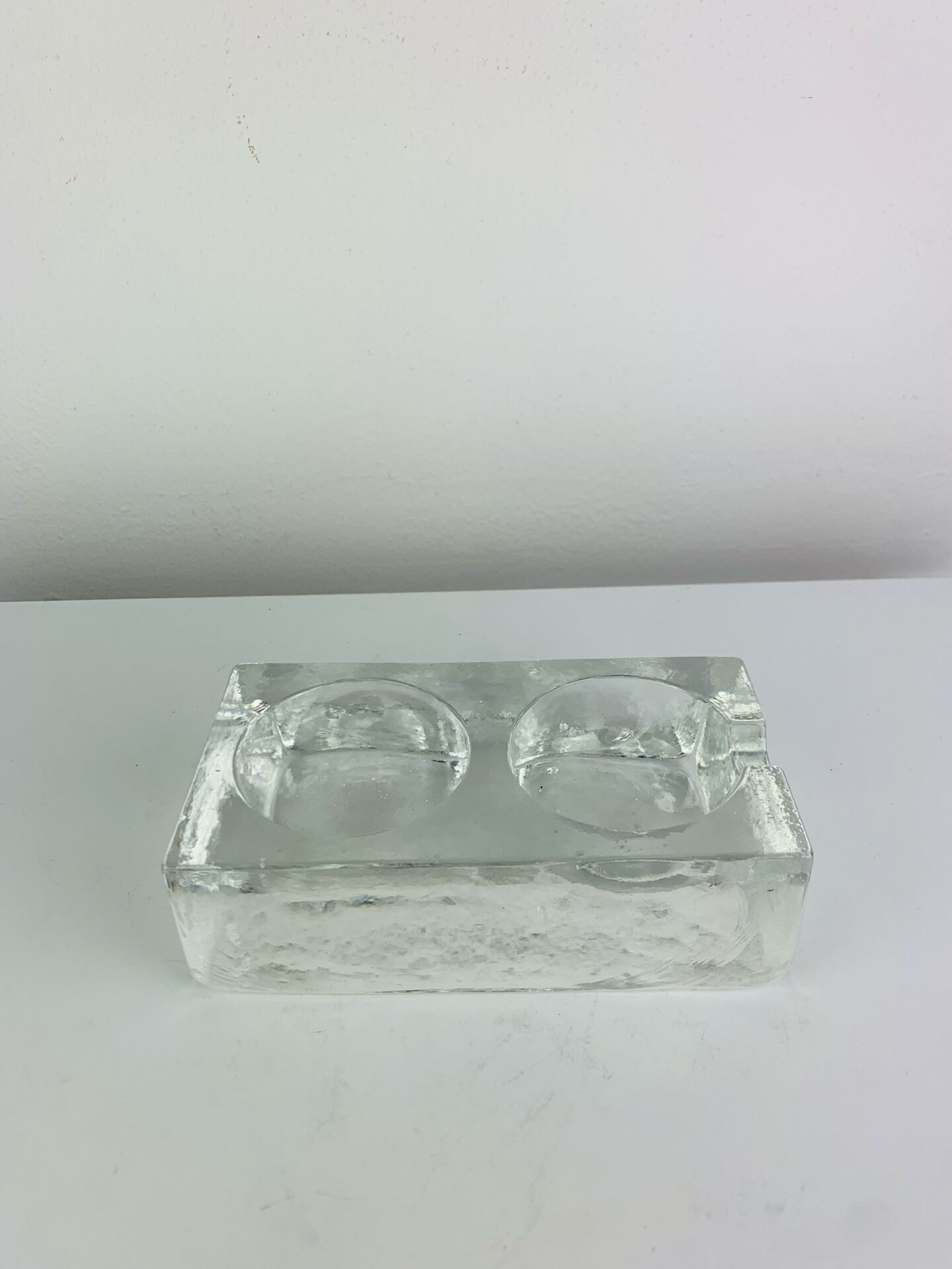 Vintage moulded glass "ice cube" catchall or ashtray