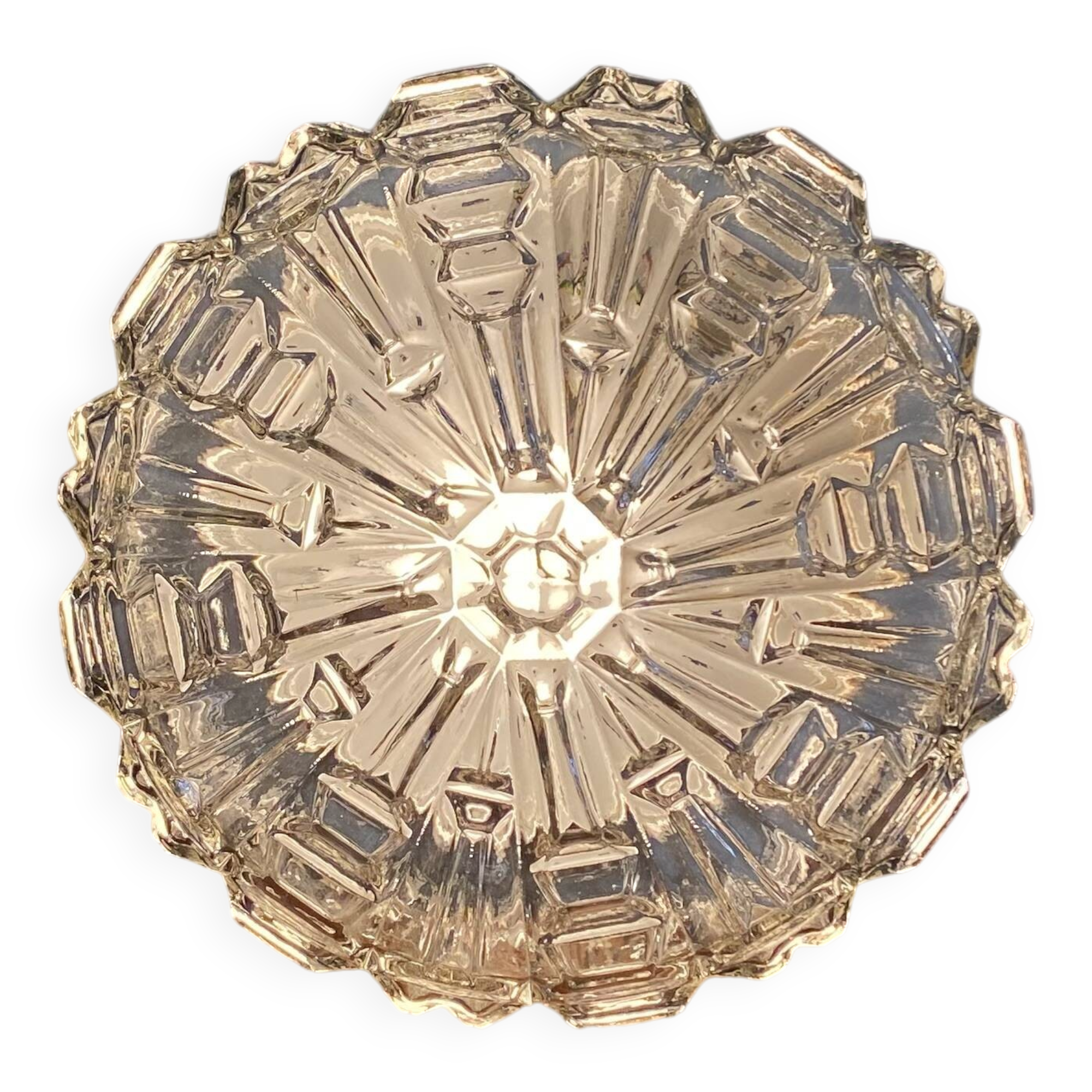 Minimalist glass wall or ceiling light with porthole design, 1970s-1980s