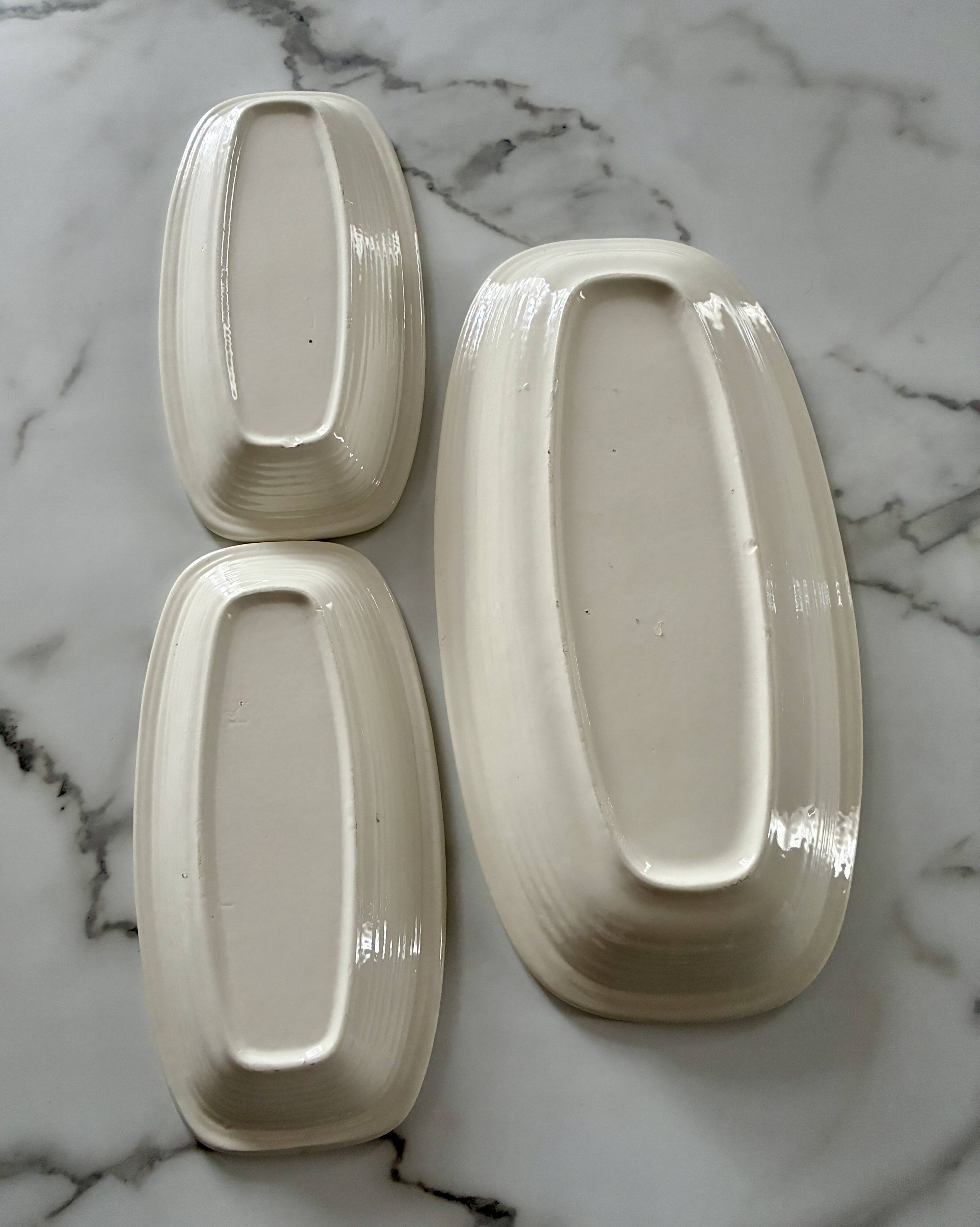 Lot 3 plats céramique vintage chardons