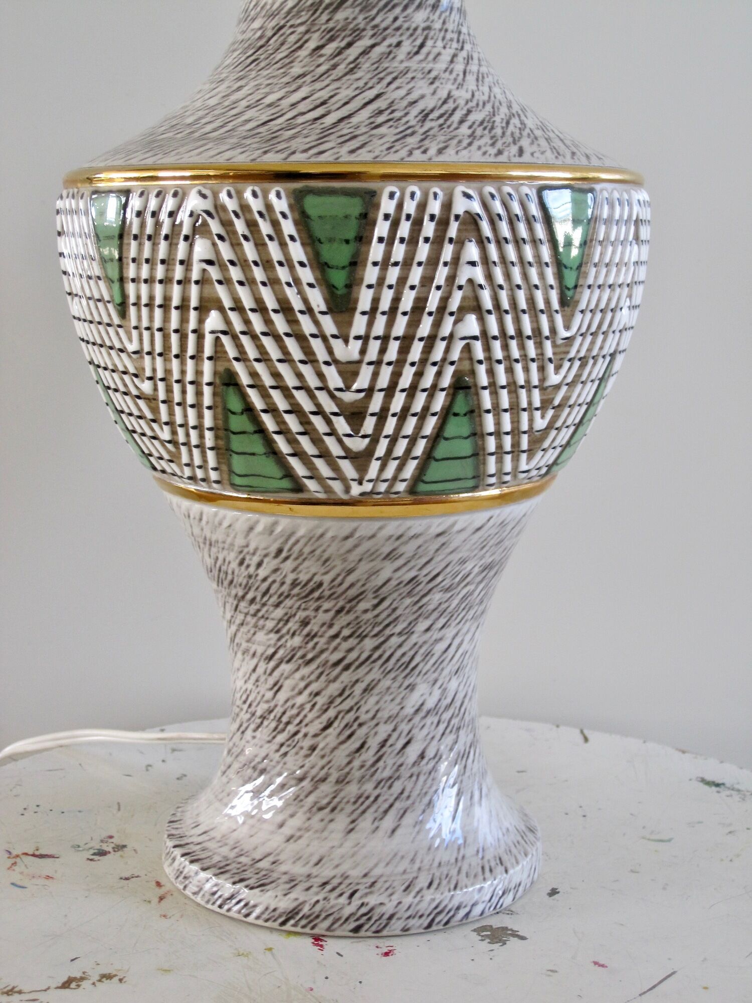 Jacques breugnot enamelled stoneware lamp signed art deco style dating from the years 1950-60