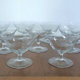 9 hand-cut art deco champagne glasses