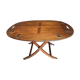 Folding coffee table type Butler marine boat wood and brass mahogany