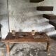 Large upcycled golden teak coffee table L1m60 W70 H45