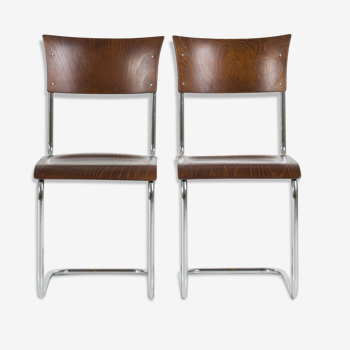 Ensemble de 2 chaises en porte-à-faux, années 40