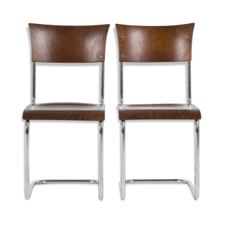 Ensemble de 2 chaises en porte-à-faux, années 40