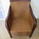 Colonial style armchair - woven rattan and exotic wood - vintage