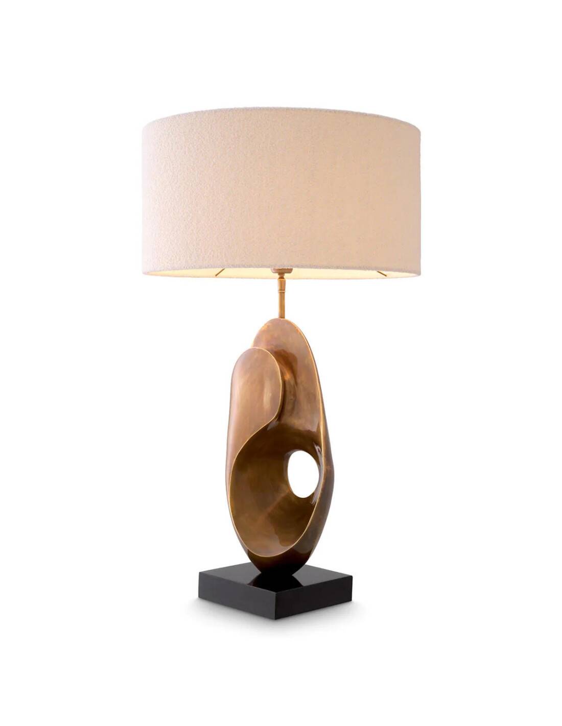 Pair of table lamps in patinated brass and black granite base.