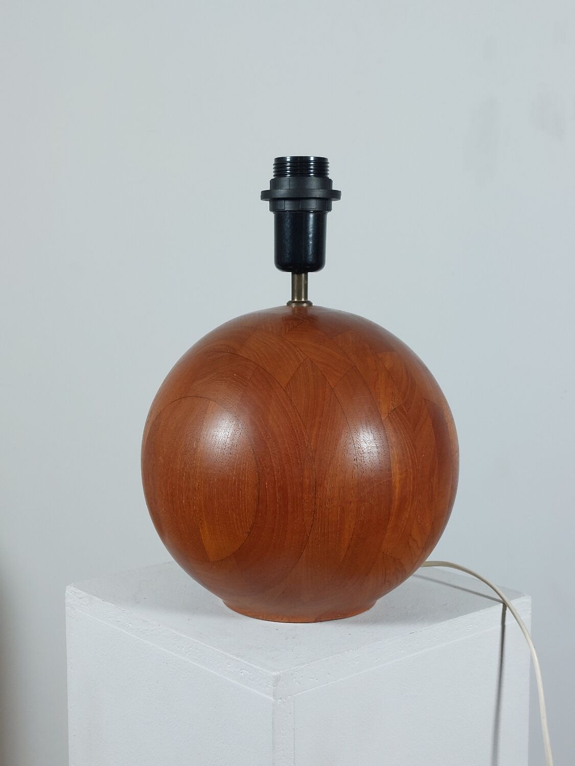 Pair of vintage mid century teak table lamps Kirk Copenhagen