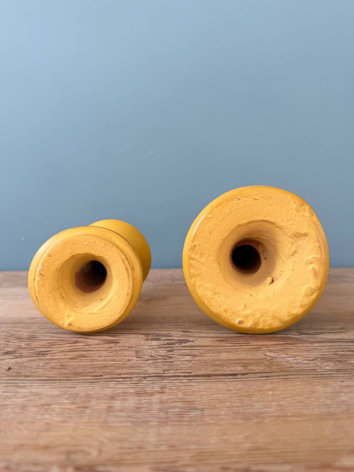 Two yellow ocher Tamegroute candle holders