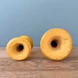Deux bougeoirs Tamegroute ocre jaune