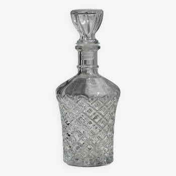 Small cylindrical glass whiskey decanter H:23