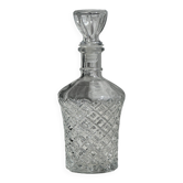 Small cylindrical glass whiskey decanter H:23