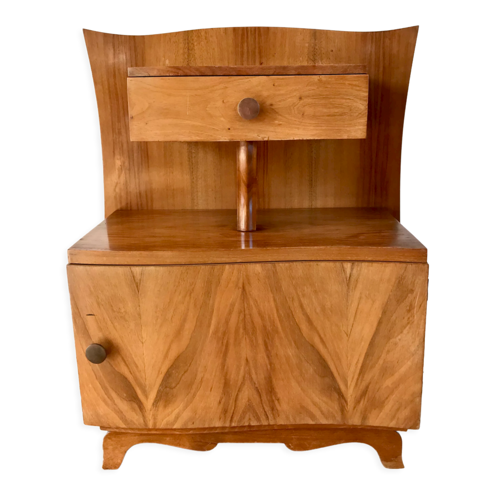 Bedside table in beech wood art deco 30s