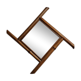 Vintage bamboo diamond mirror, beveled glass, 52 cm