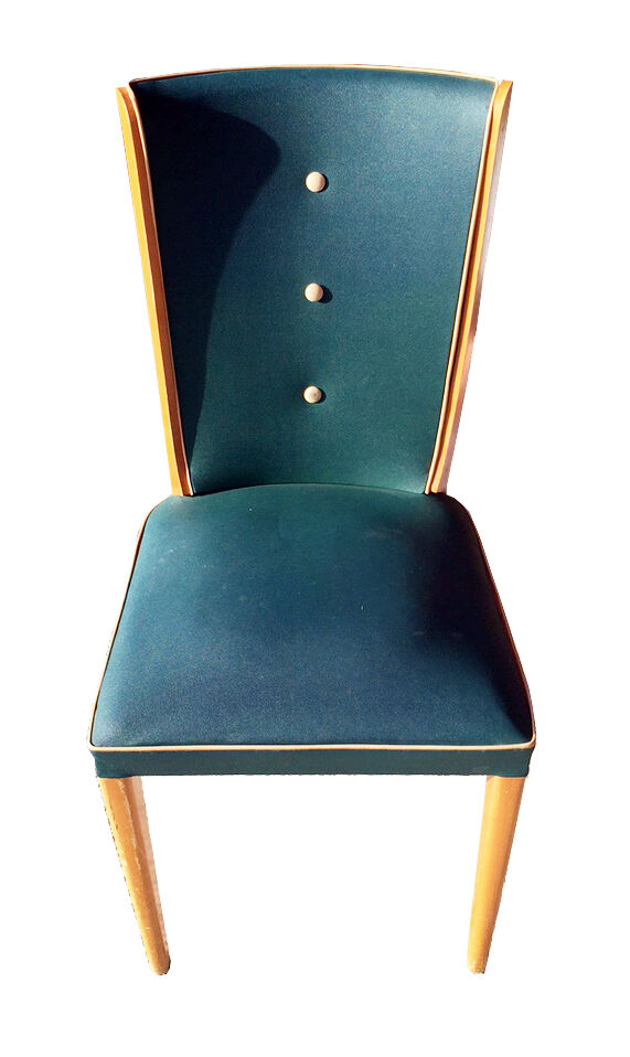 Chaise en Moleskine vert années 50