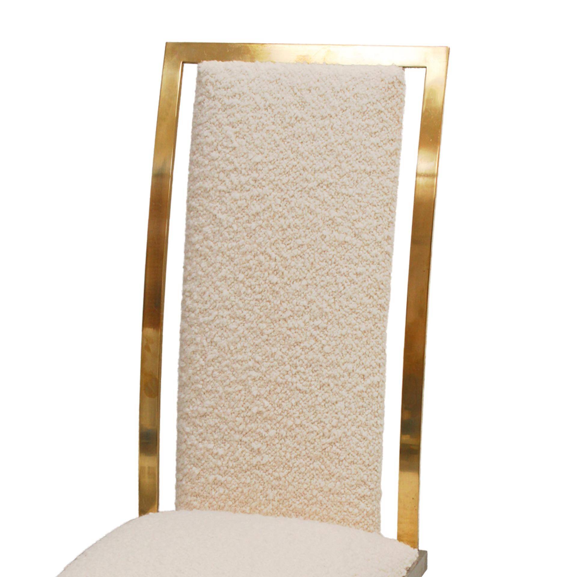 Set of Eight Chairs in bouclé wool by Michel Mangematin France 1970.