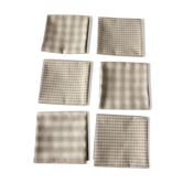 Lot 6 vichy cotton napkins and beige linen tiles