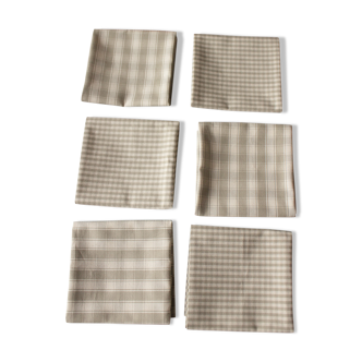 Lot 6 vichy cotton napkins and beige linen tiles