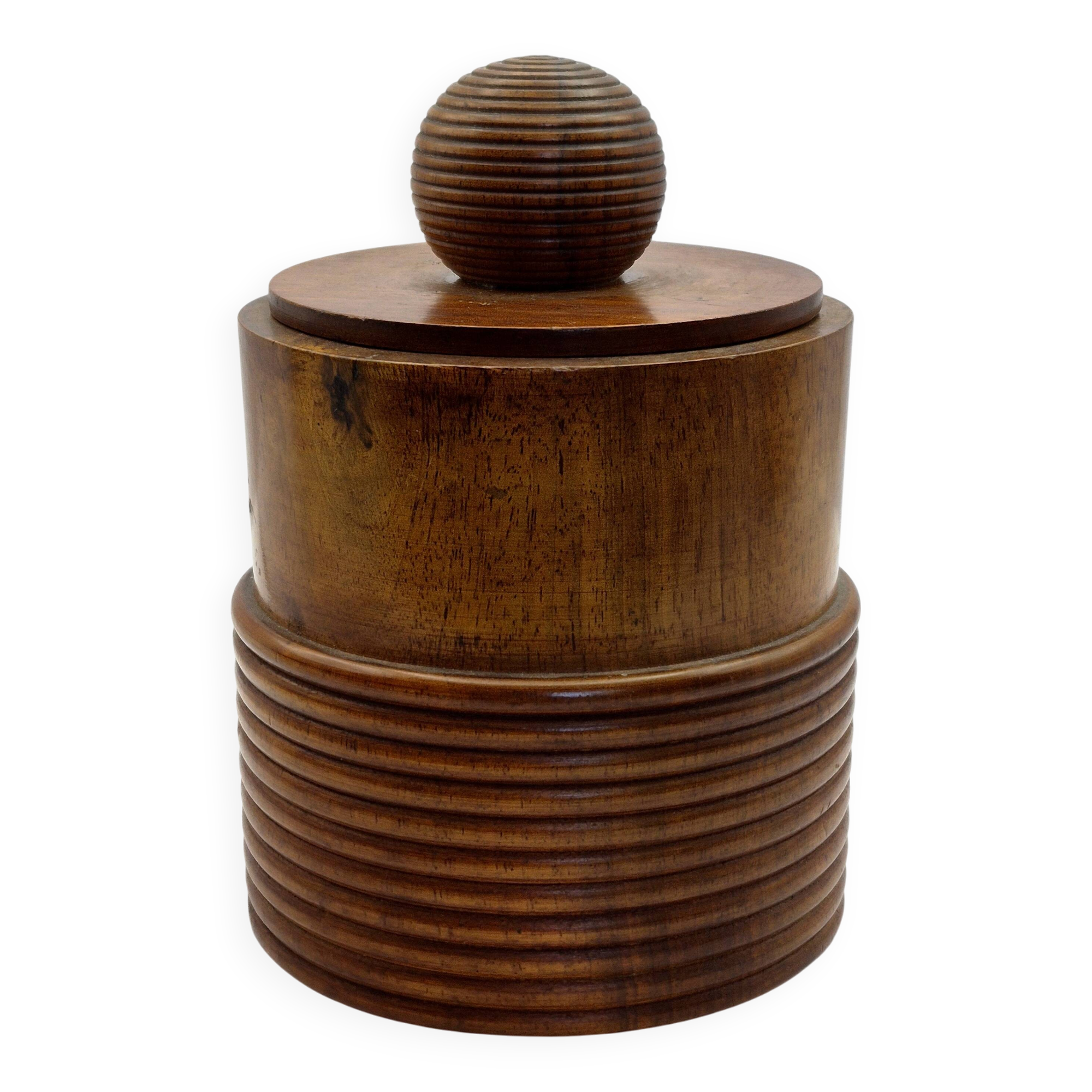Wooden turned covered pot – vintage snuff box A680