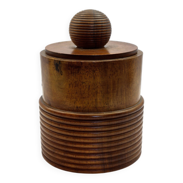 Pot couvert en bois tourné – ancienne tabatière vintage A680