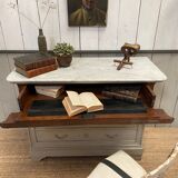 Patinated desk chest of drawers