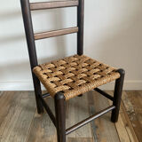 Duo de chaises enfant vintage en corde et bois