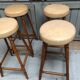 Tabourets de bar bistrot en chêne et cuir