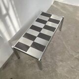 70s chrome and slate coffee table
