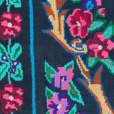 Vintage Romanian wool carpet floral design on black background 235x150cm